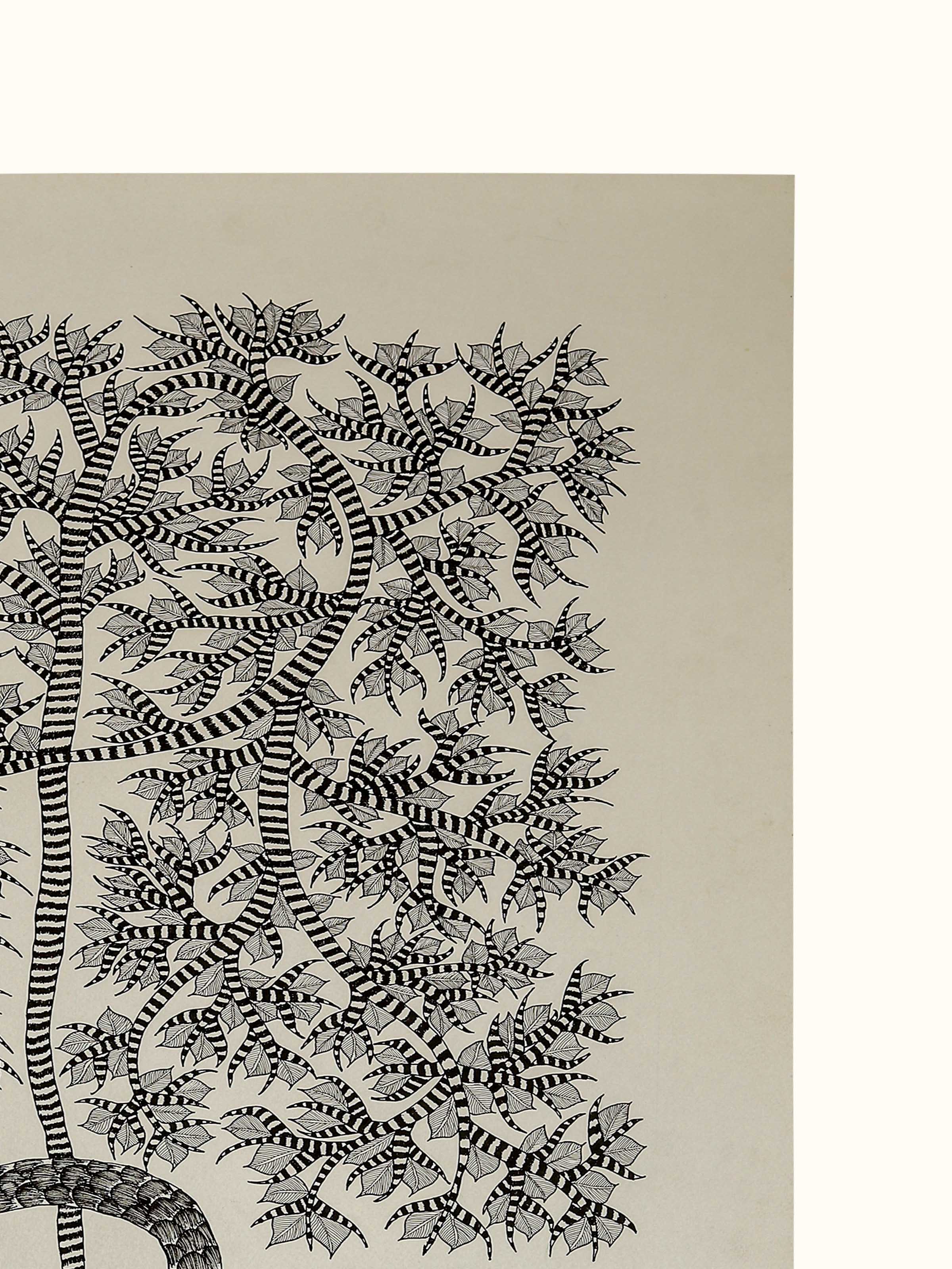 Calf Under Mother Tree Gond Art