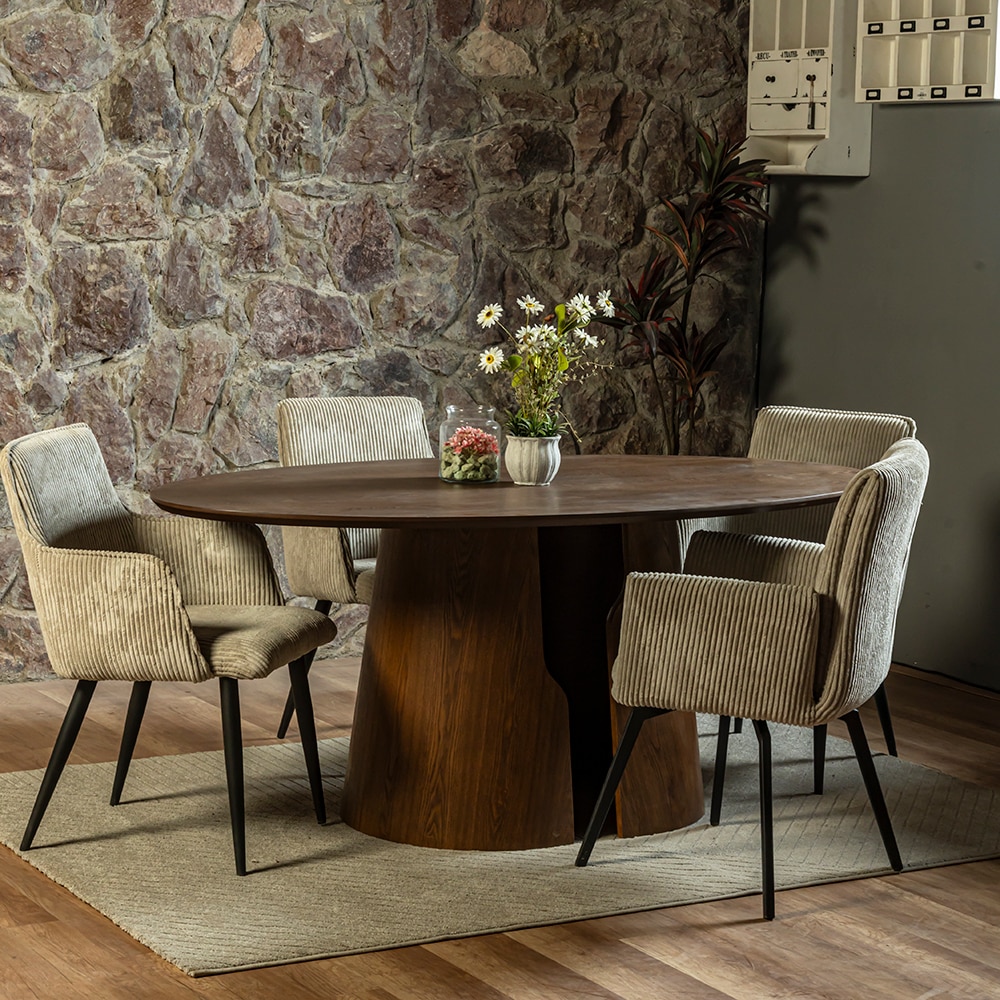 Avery Jenkins Veneer 6 Seater Dining Table in Brown Finish - Living Shape