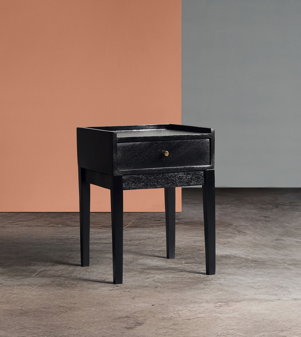 Harmful Solid Wood Bed Side Table In Black Sealed Finish - Woodenmood