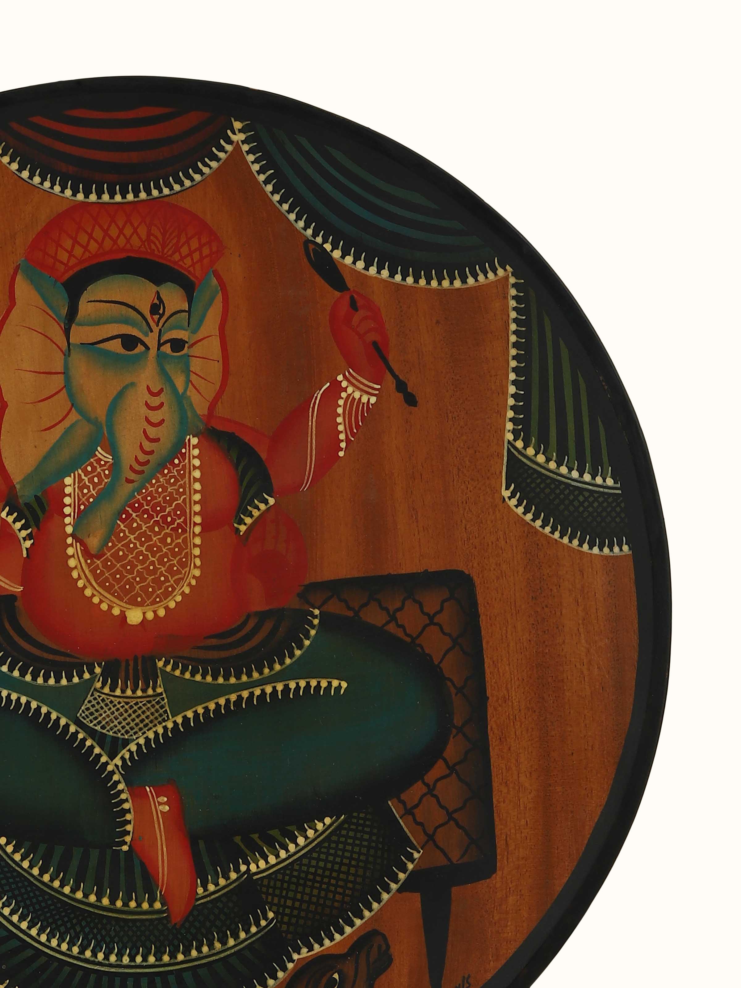 Detail shot of Ganesha Round Display Plate