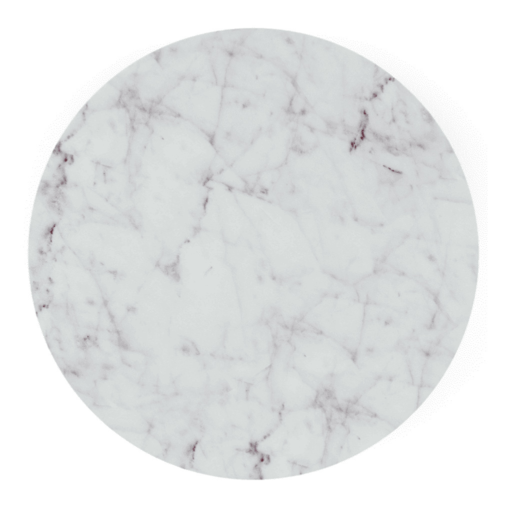 Aurora Round White Marble and Solid Wood Side Table in Java Walnut finish