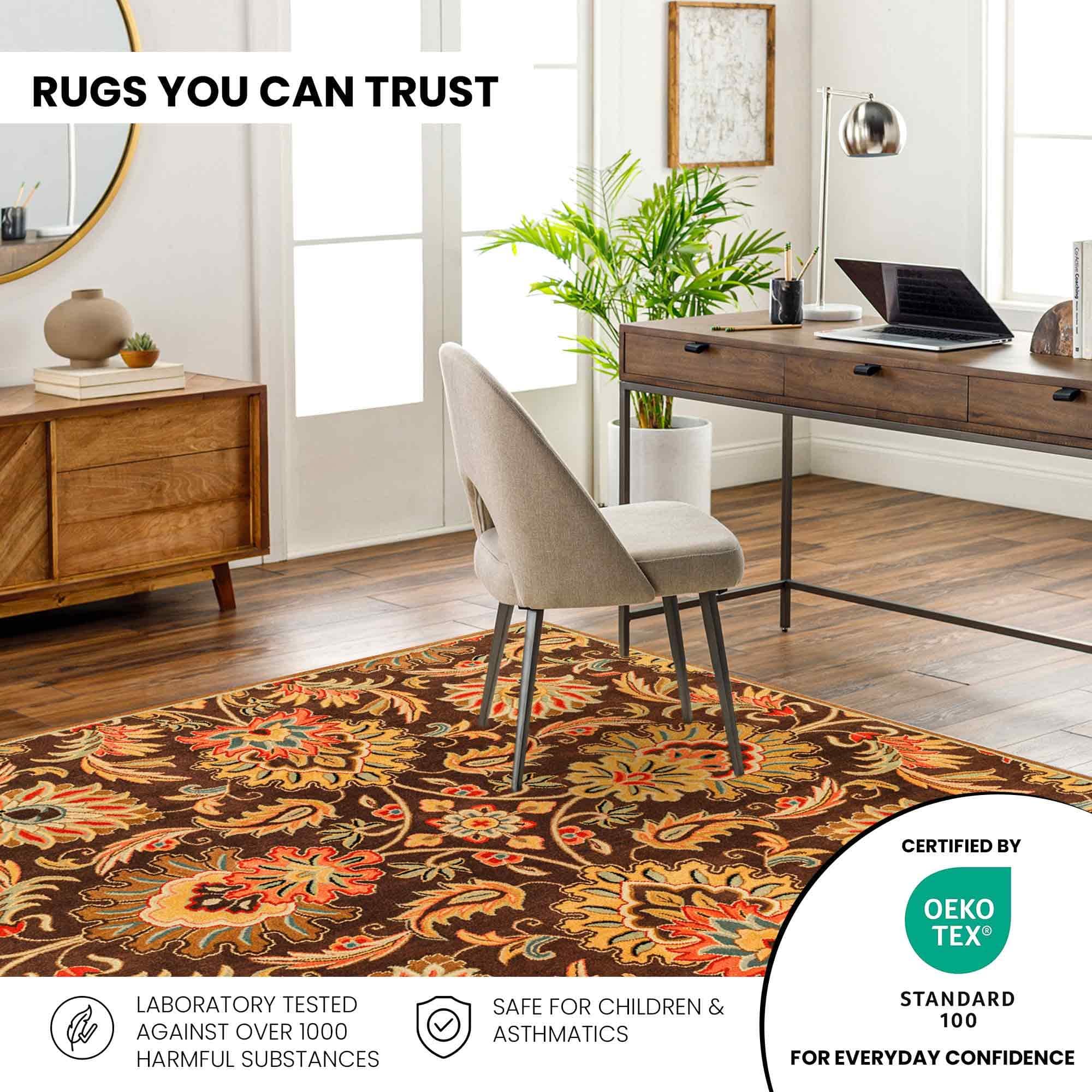 Multicolor Floral Wool Rug 8 Feet