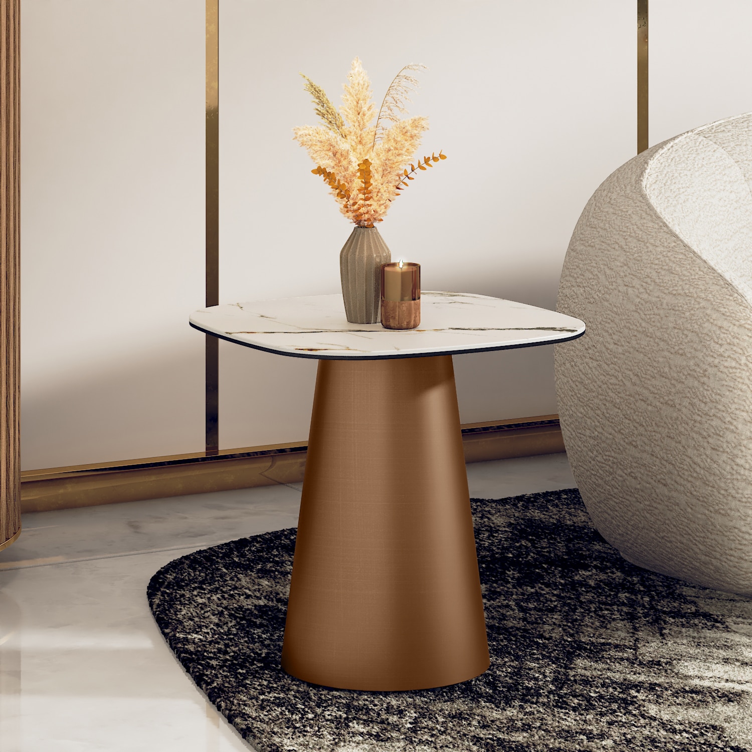 Aeris Metal Side Table in Pluto Spanish Ceramic Finish