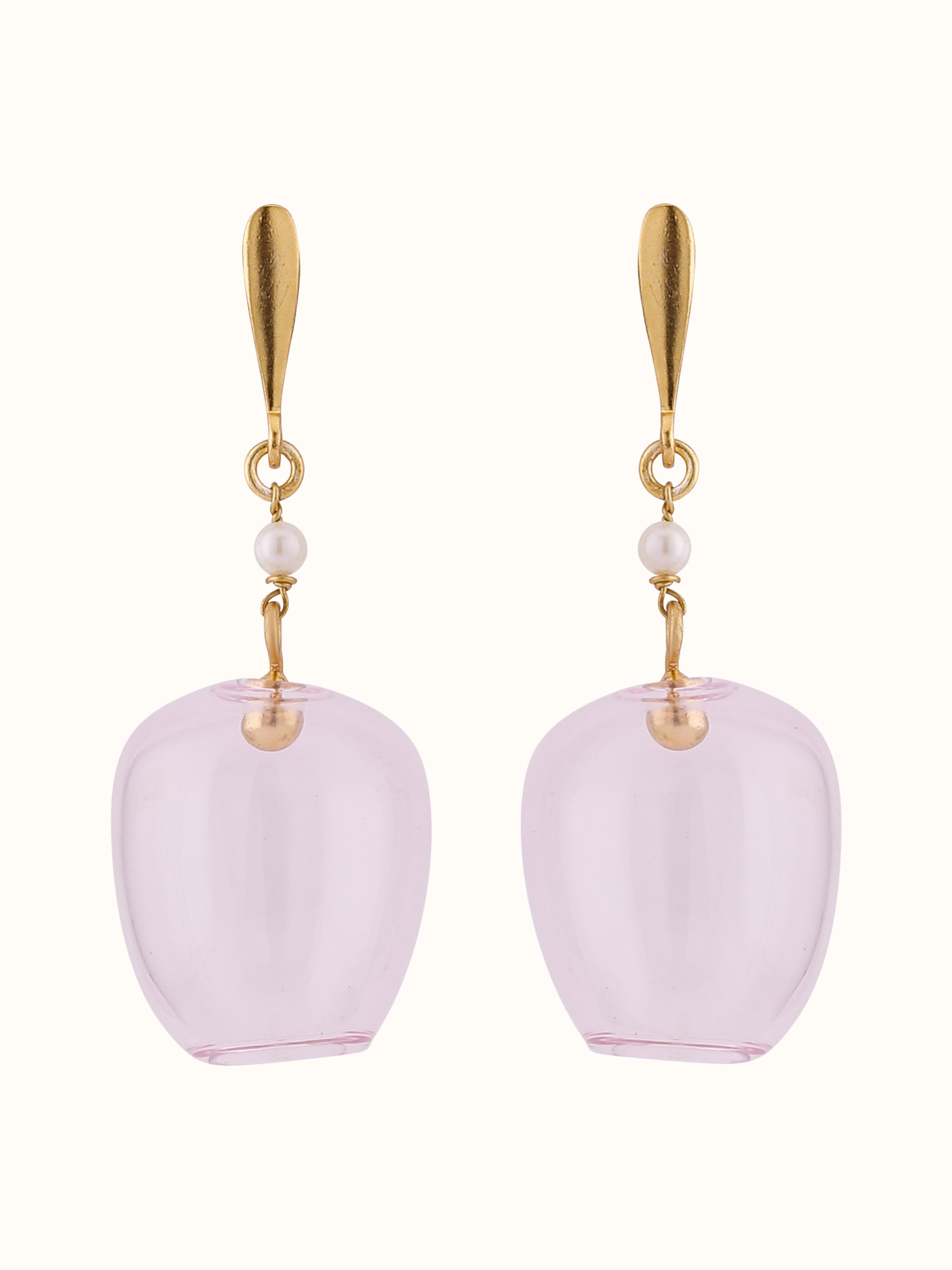 Silver Flame Glass Drop Earrings