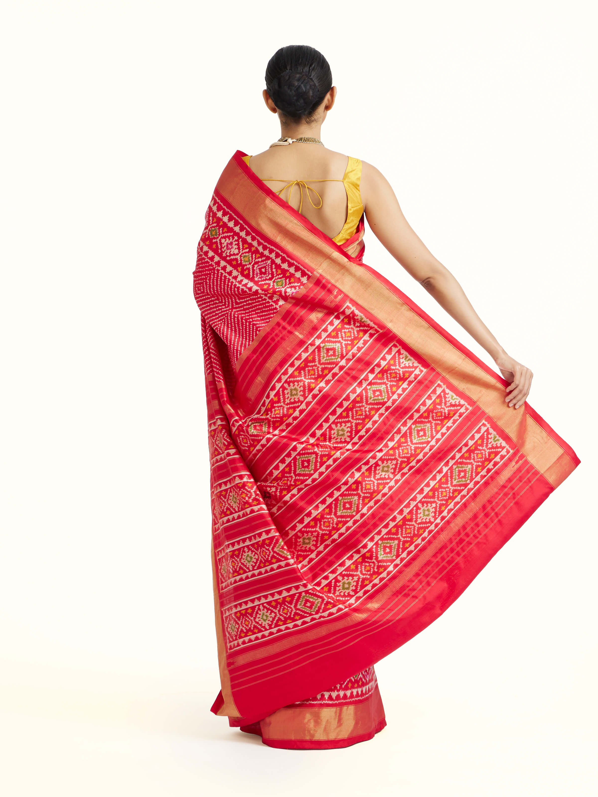 Red Weft Ikat Silk Saree