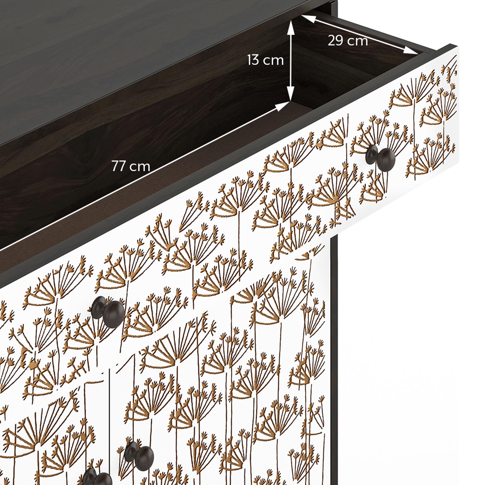 Fleur Solid Wood Sideboard in White & Americain Walnut finish