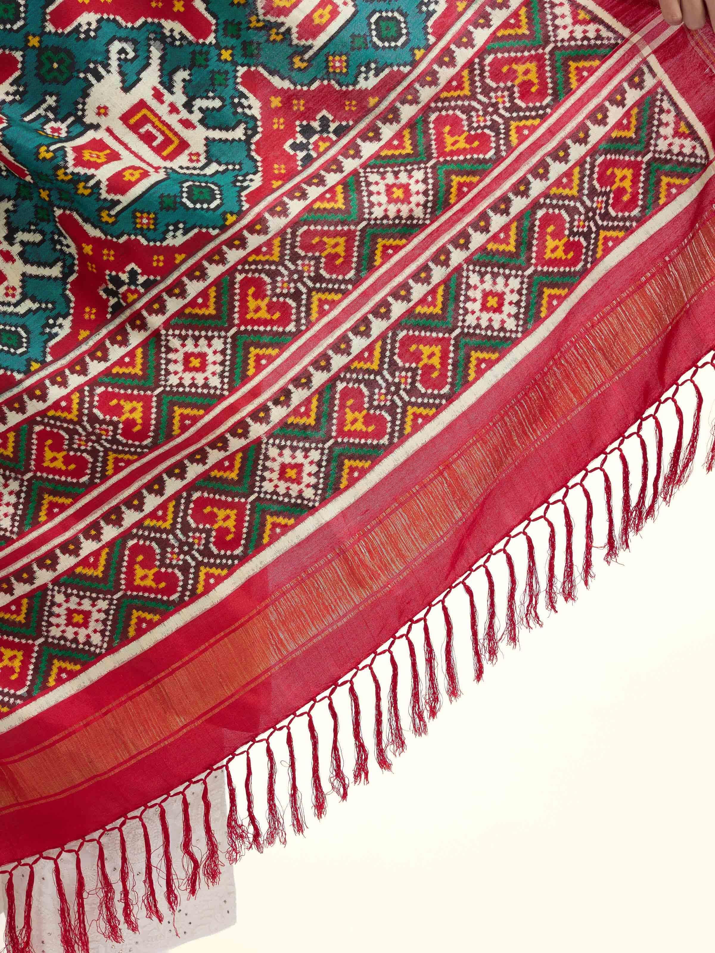 Turquoise Silk Patola Dupatta