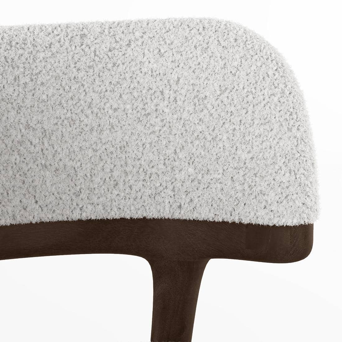 Dune Solid Wood Single Dining Chair In Brown Oak Finish with White Boucle Colour