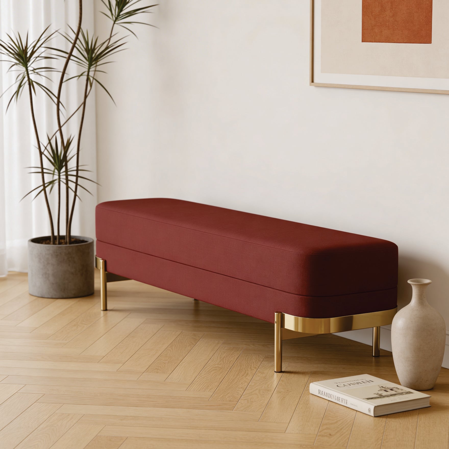 The Mesa Metal Bench in Maroon Finish - Handicrafts Town