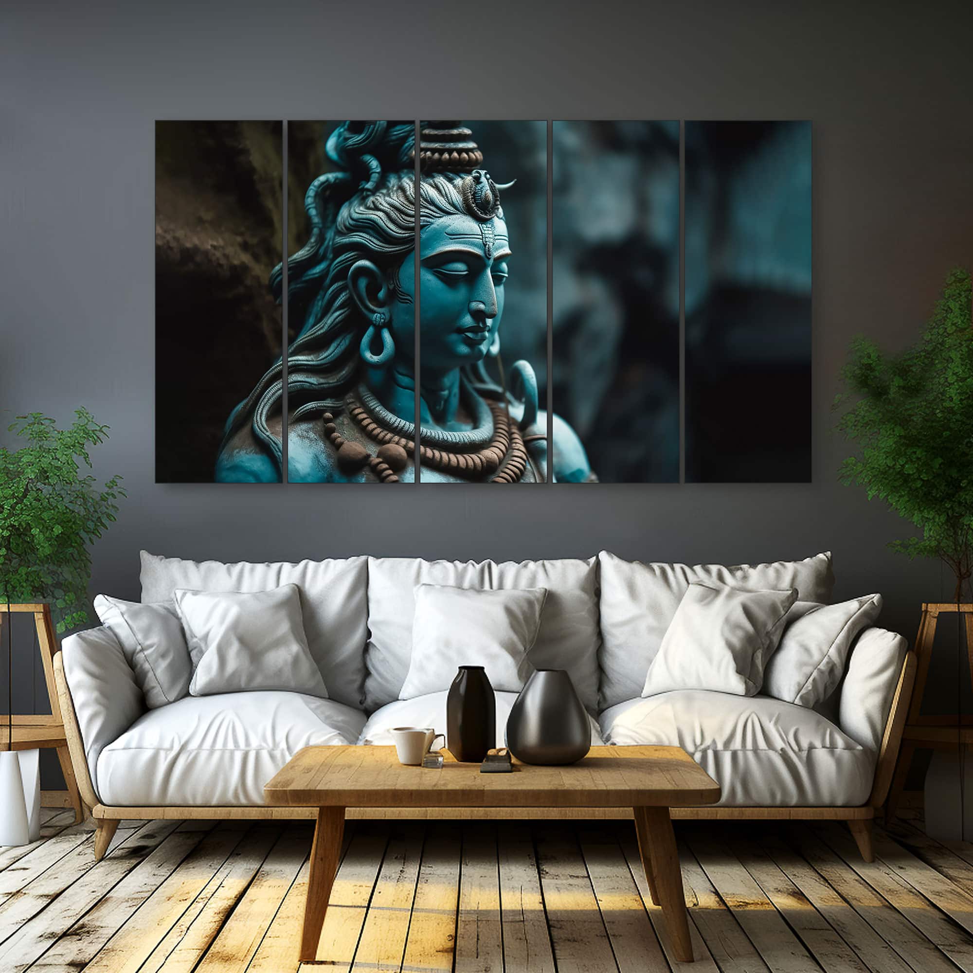 The Castle Decor Lord Shiva Wall Painting Wooden Framed 27x48 Inch (Style 7) - The Castle Decor