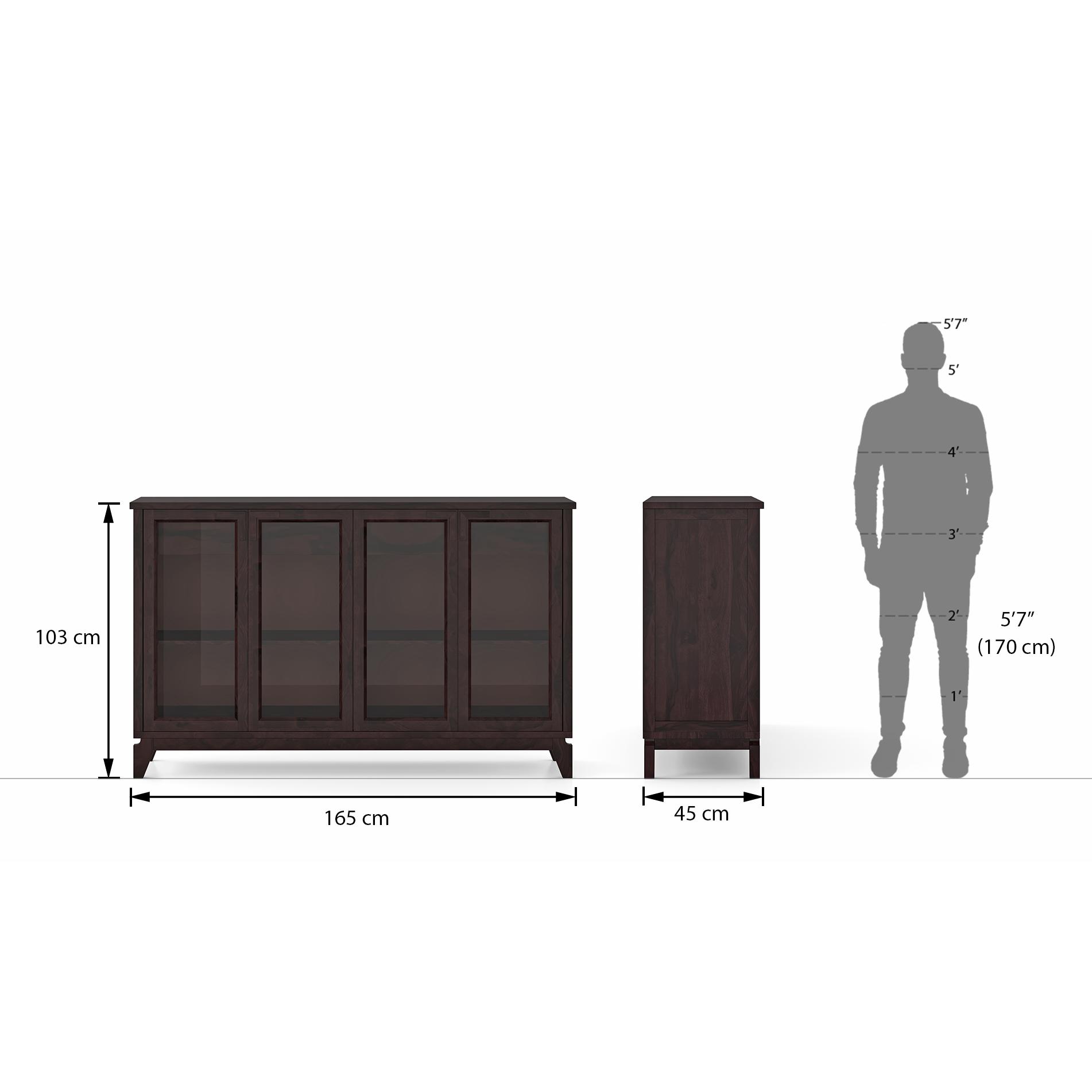 Akira XL Solid Wood Sideboard in Mahogany Finish
