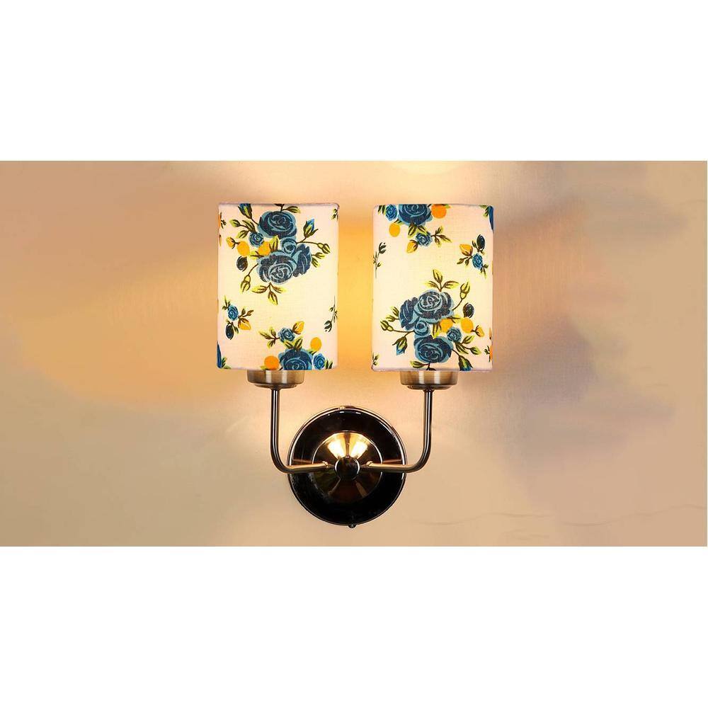 Rhett Dual Multicolor cotton shade wall mounted lamp with Steel Base