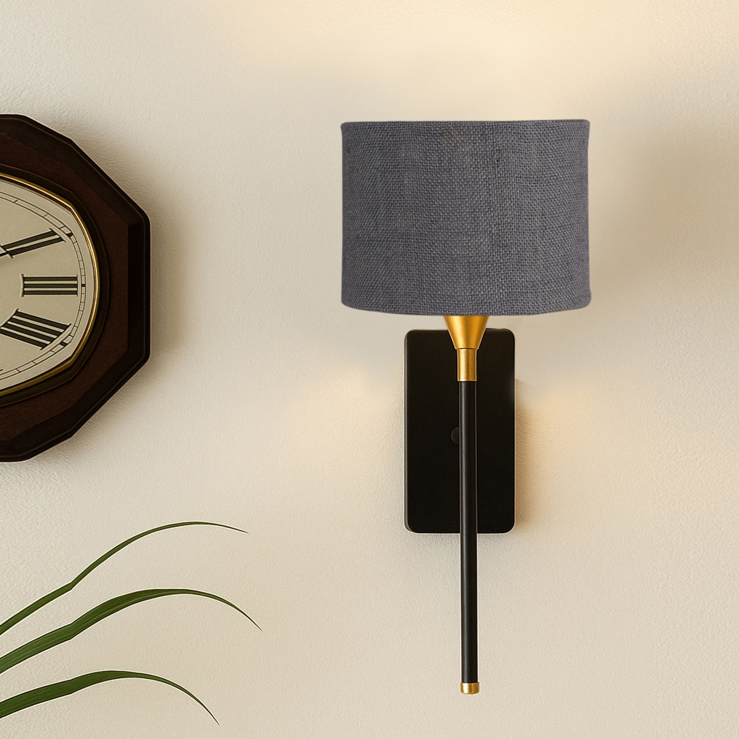 Devansh Metal Electric Wall Light in Black Colour with Grey Shade Count of 1 Light - Devansh