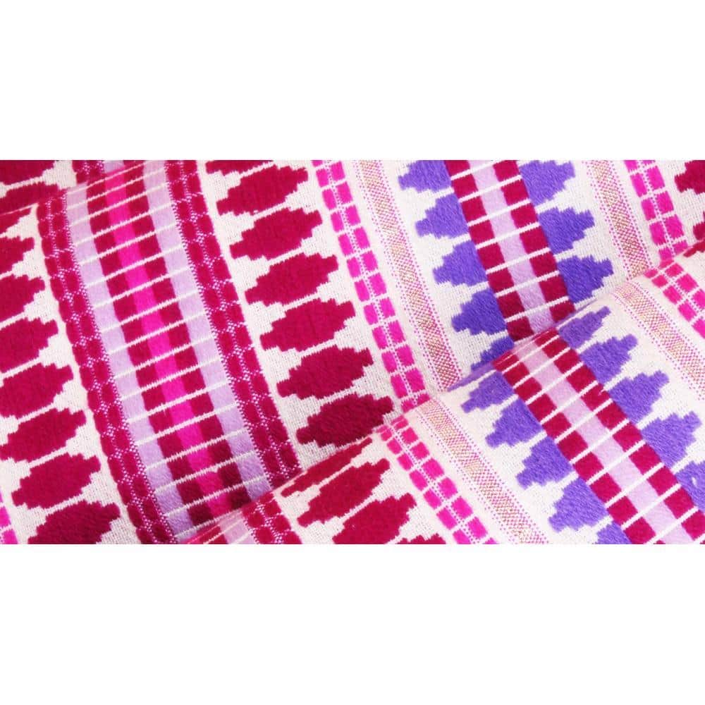 Acrylic Striped Cushion Cover with Lace Set of 2 (16 X 16 Inches)