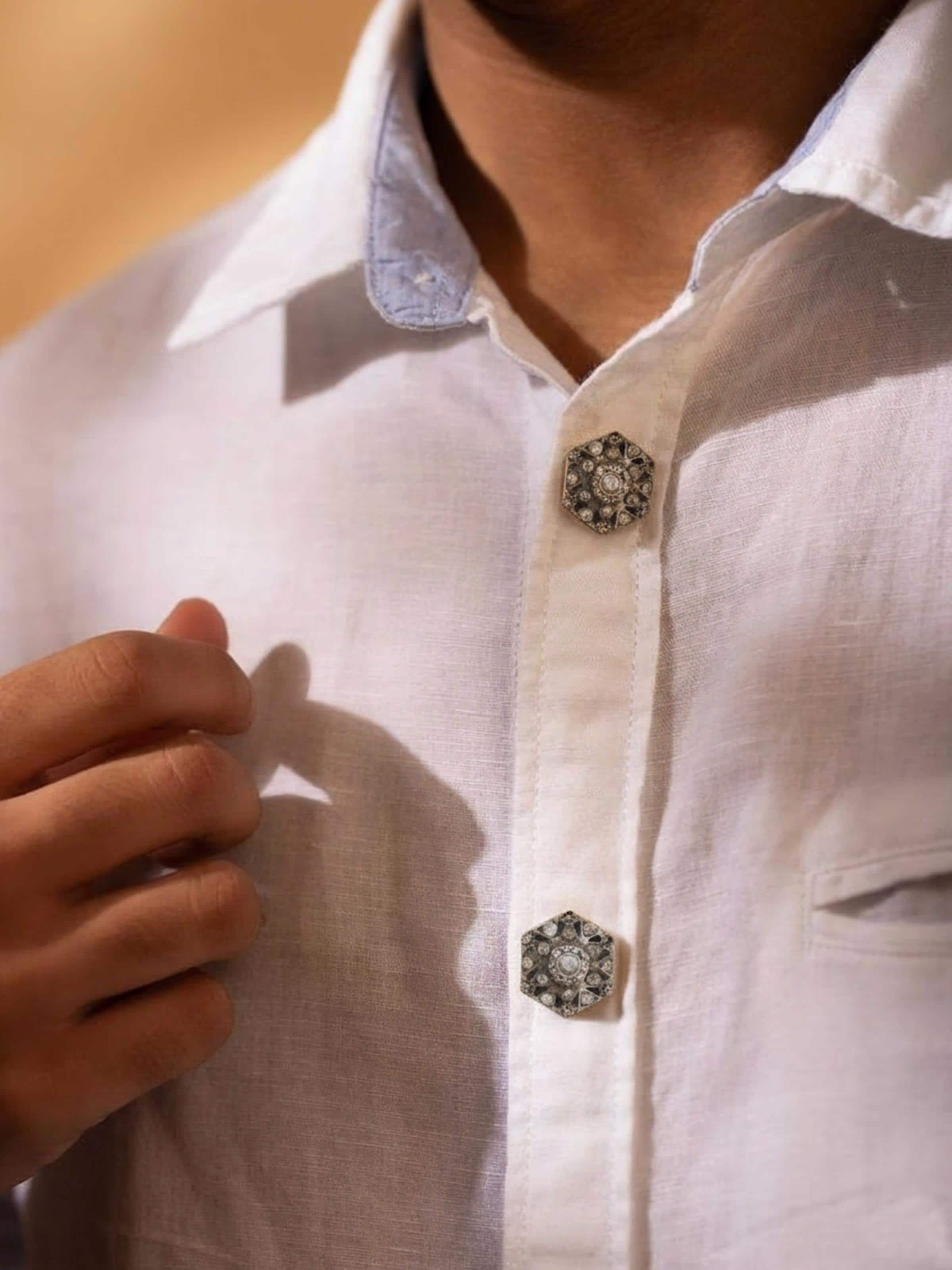 Silver Smithing Jodhpuri Button Set