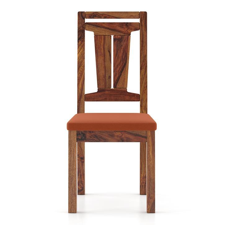 Fidora 4 Seater Dining Table With Set Of 4 Martha Dining Chairs (Colour- Burnt Orange, Finish- Teak)
