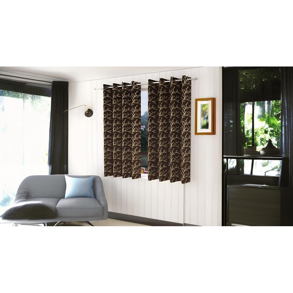 Golden Velvet Abstract Pack of 2 Pieces Blackout Window Curtain
