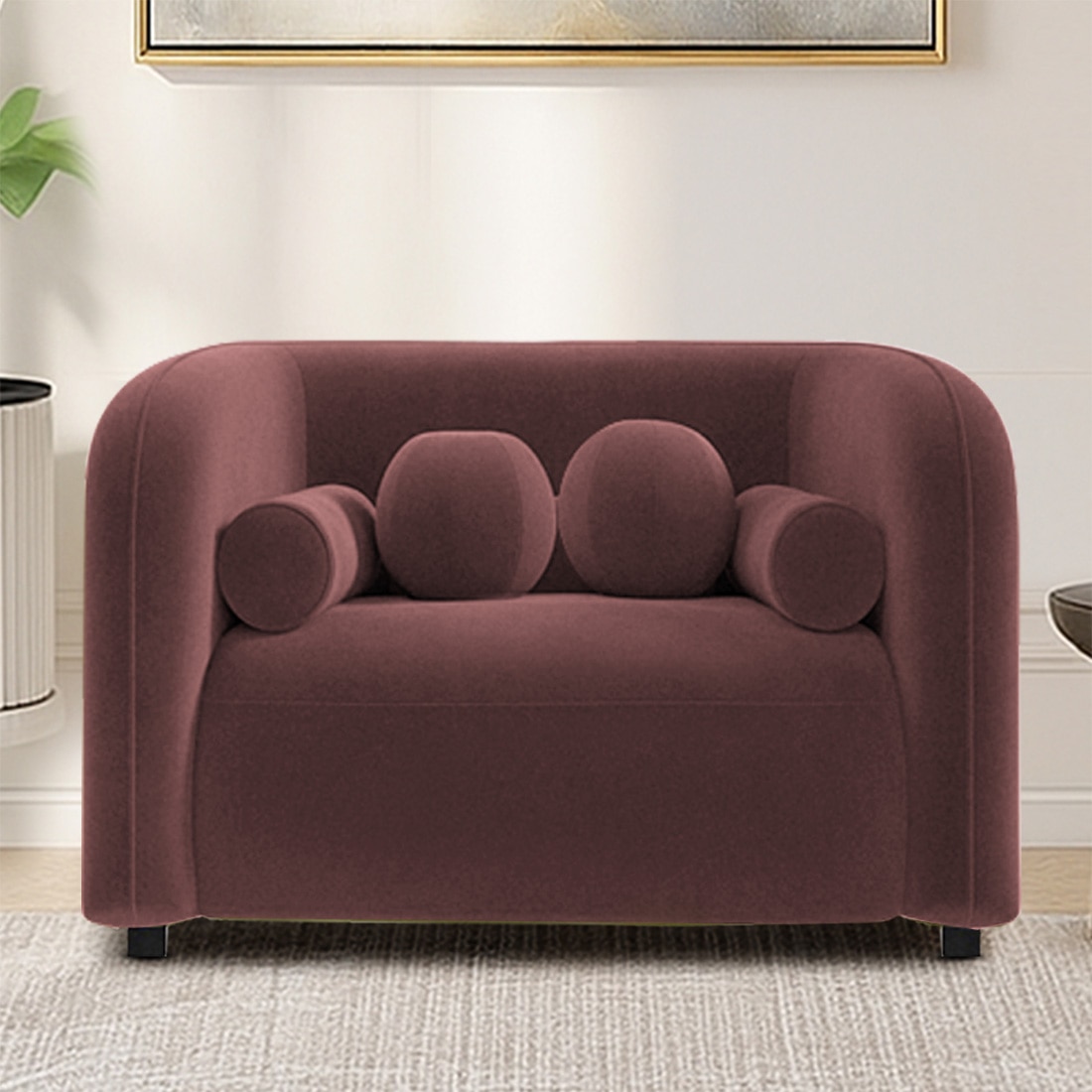 Homro Velvet 1 Seater Sofa in Pink Colour - Home Lifestylez