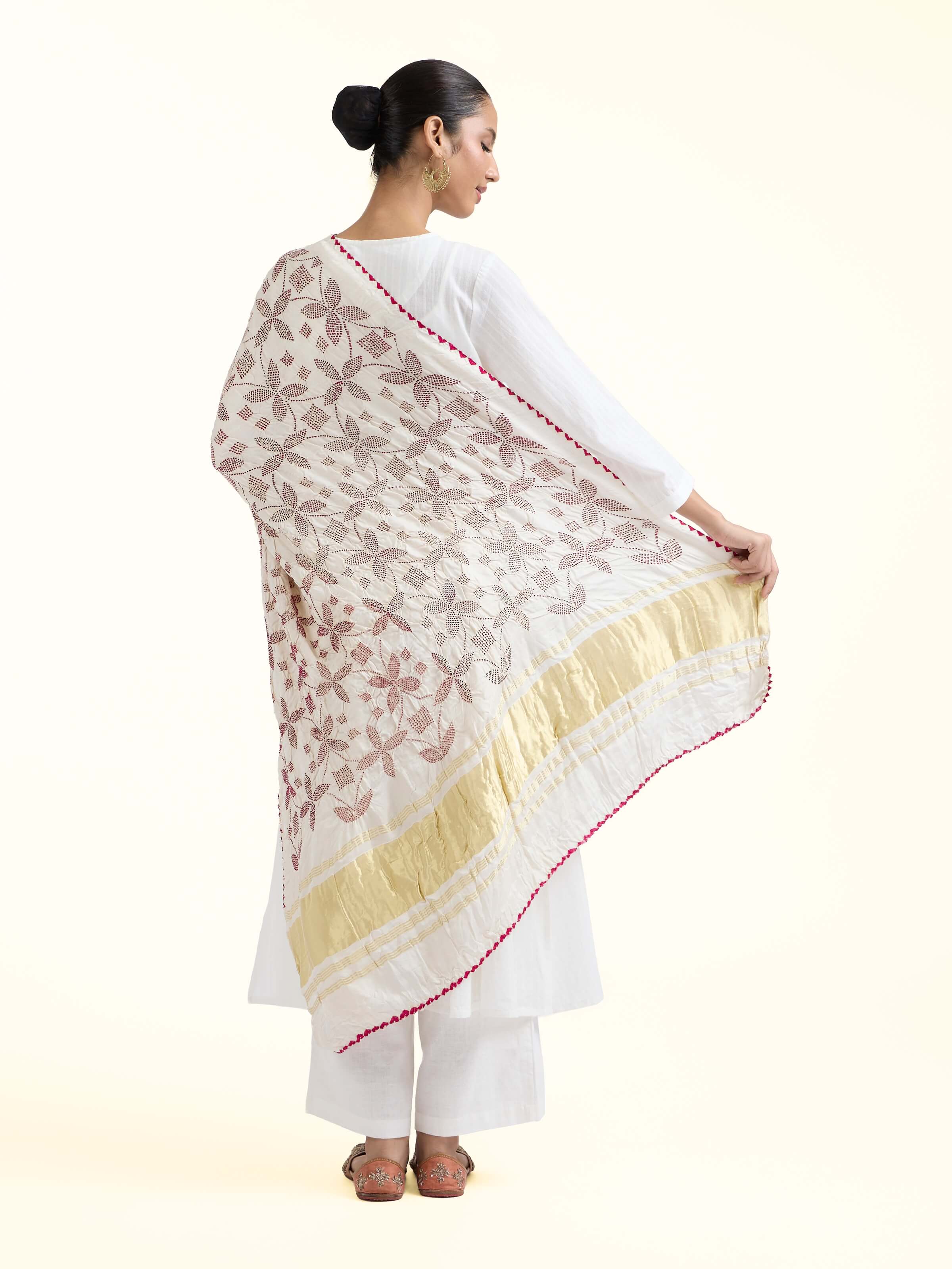 Off-white Bandhani Tie & Dye Dupatta