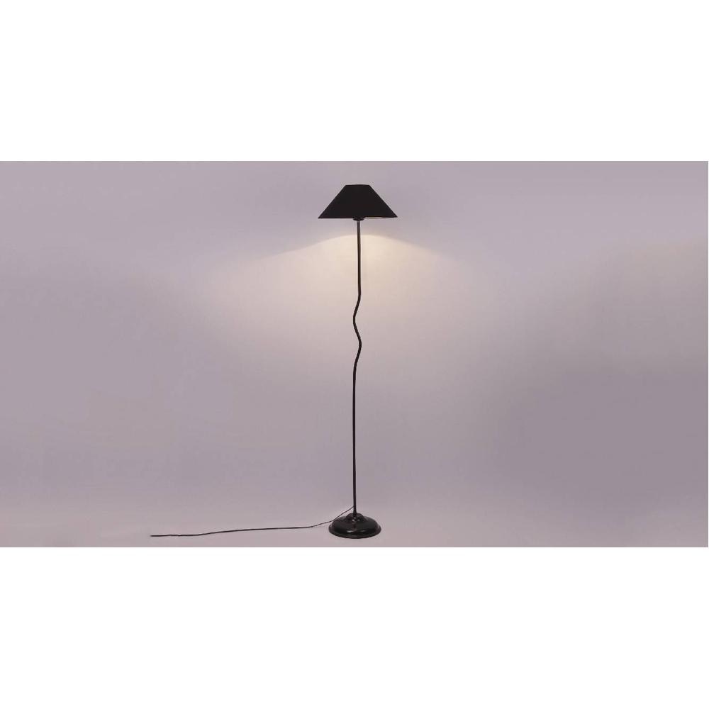 Jasper Black Fabric Floor Lamp with Black Iron Base