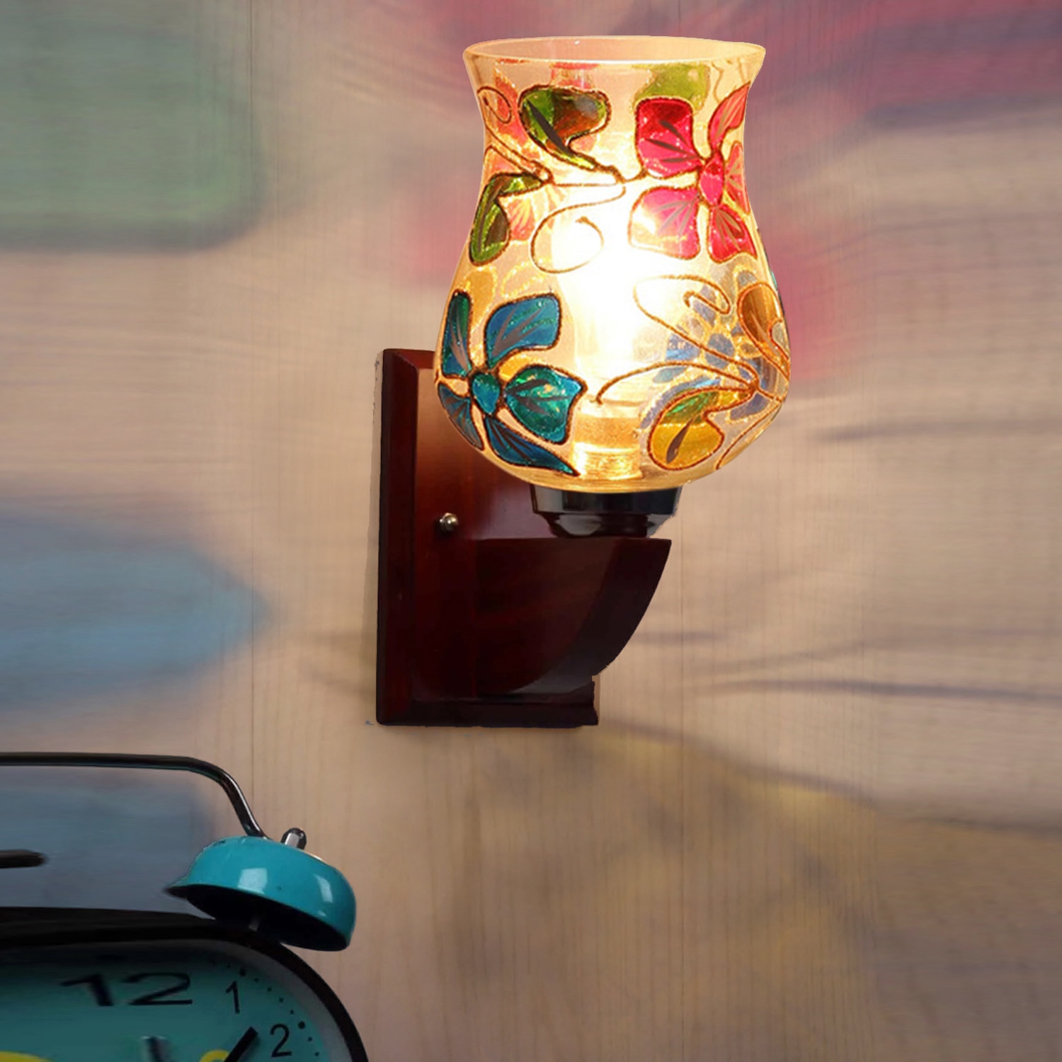 Devansh Solid Wood Electric Wall Light in Multi Colour with Multi Shade Count of 1 Light - Devansh