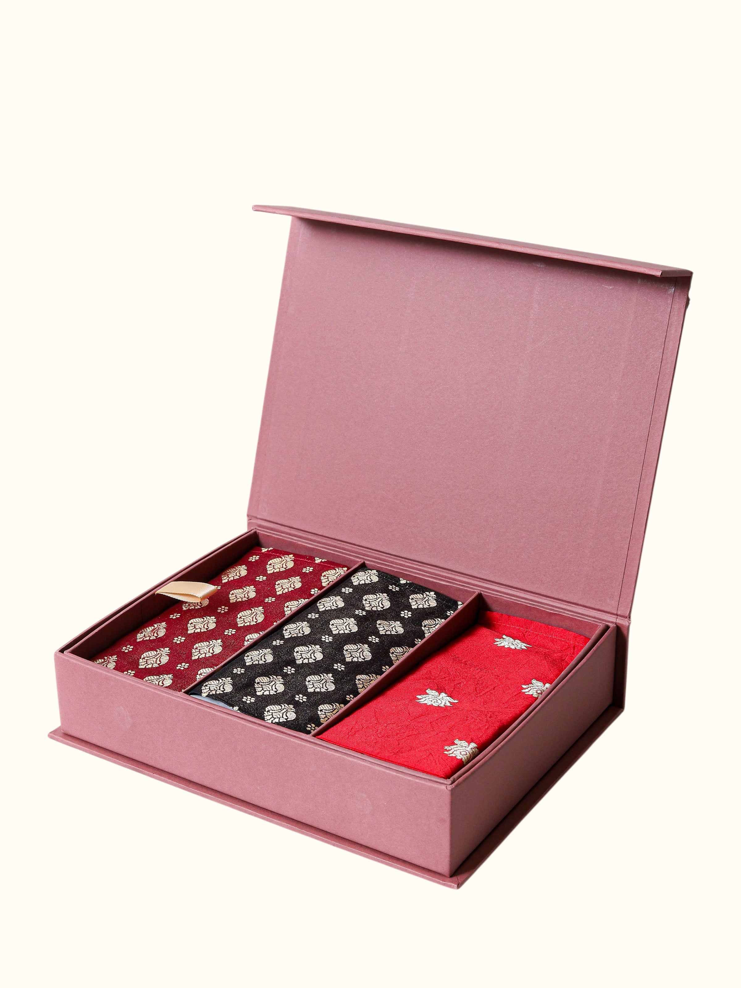 Assorted Silk Banarasi Brocade Pocket Squares Gift Set (3Pcs)