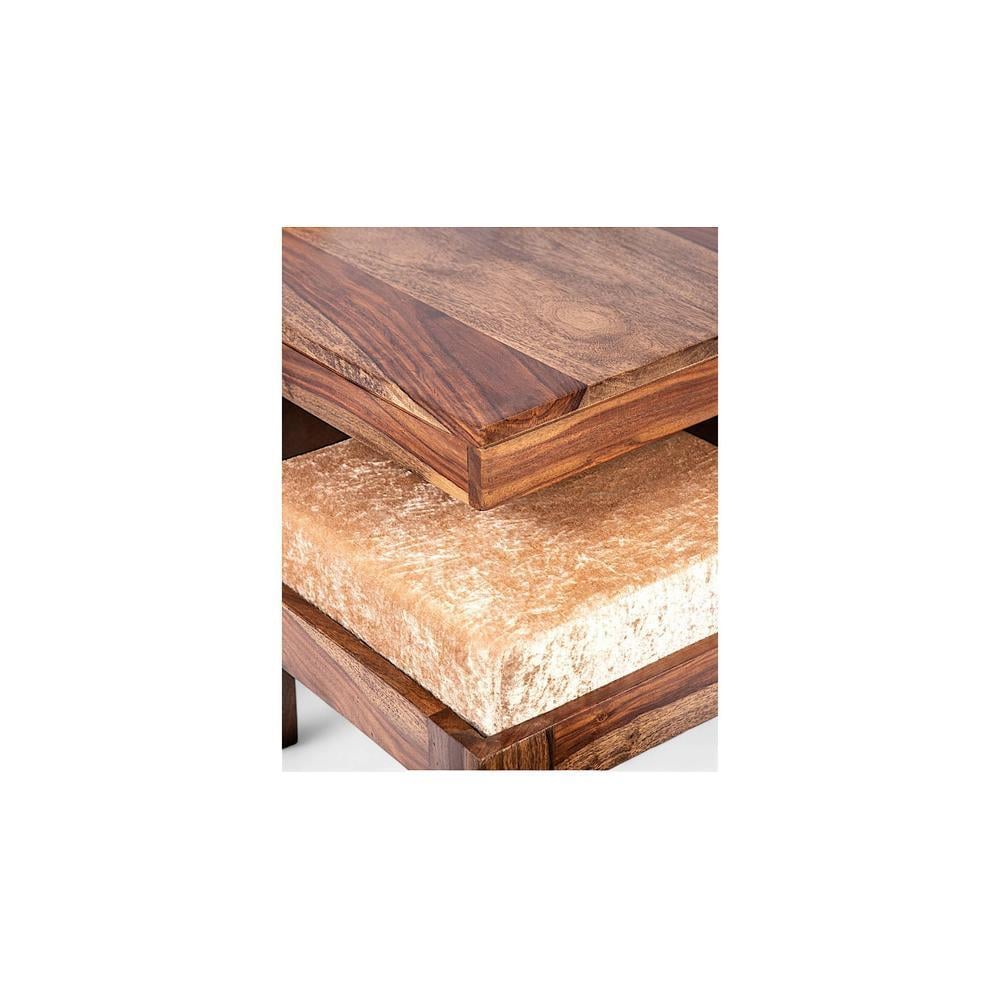 Blane Sheesham Wood 4 Seater Coffee Table Set In Teak Finish