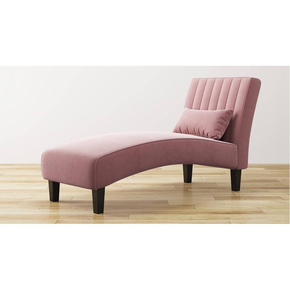 Fiest Velvet Chaise Launger in Pink Colour