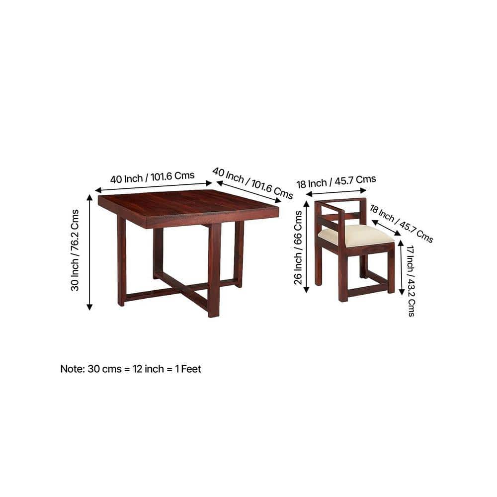 Kingston Sheesham Wood Accent 4 Seater Dining Table Set