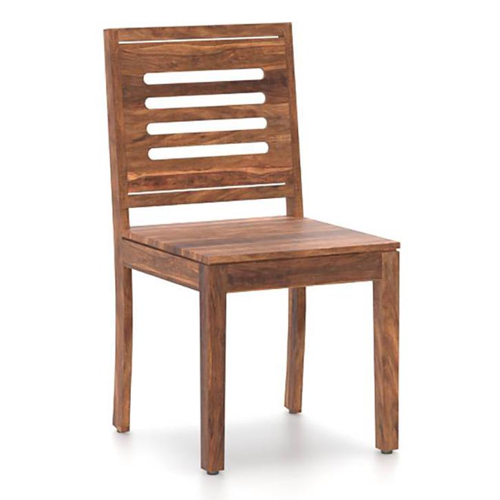 Capra Solid Wood Dining Chair Set Of 2 In Teak Finish