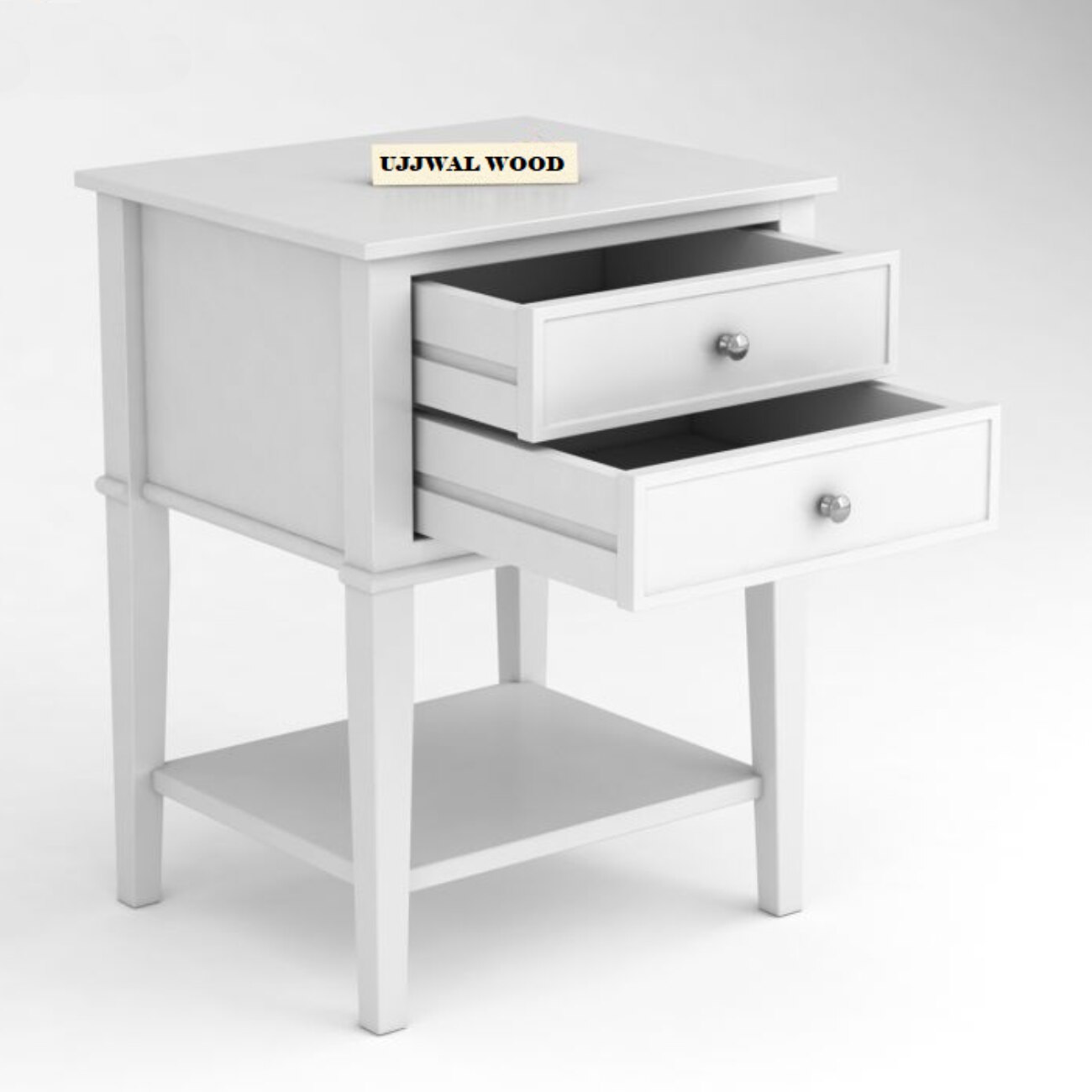 Anton Mango Wood Side and End Table (White Finish)