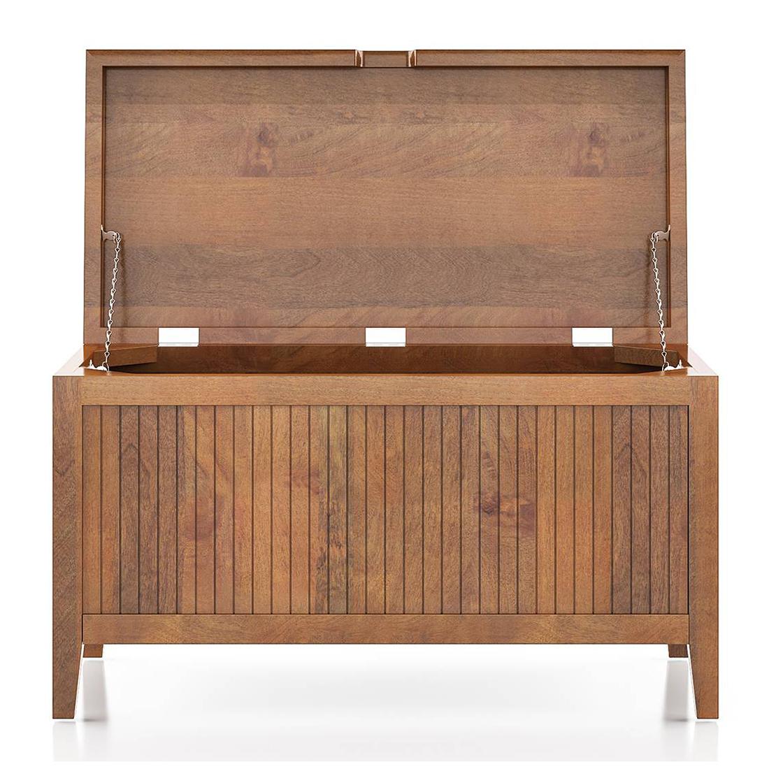 Rhodes Solid Wood Bench In Amber Walnut Finish