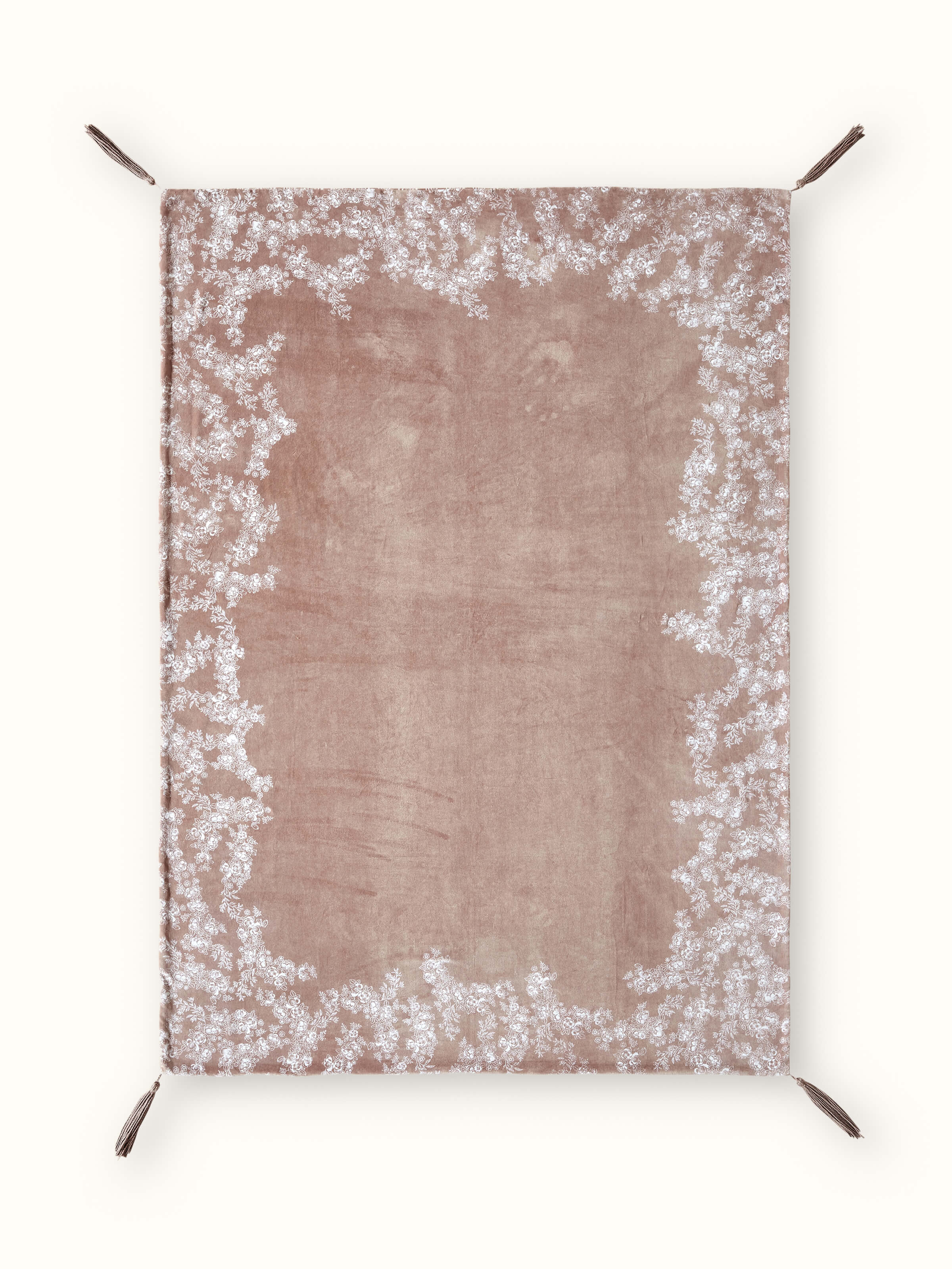 Shivranjini Handblock Printed Beige Floral Border Throw