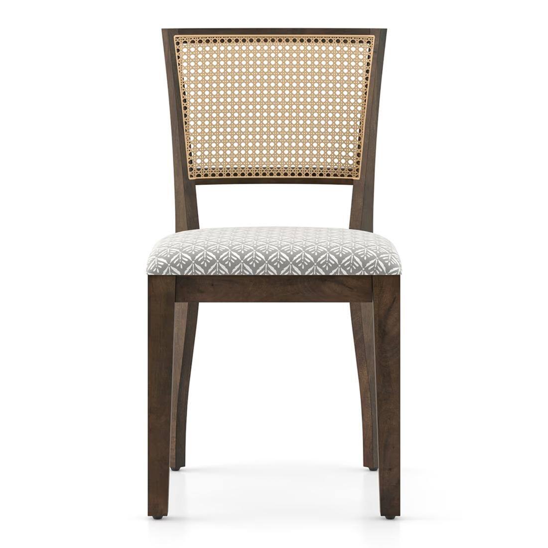 Brighton Xl 6 Seater Dining Table, Finish - Danish Walnut with Reed Dining Chair Set