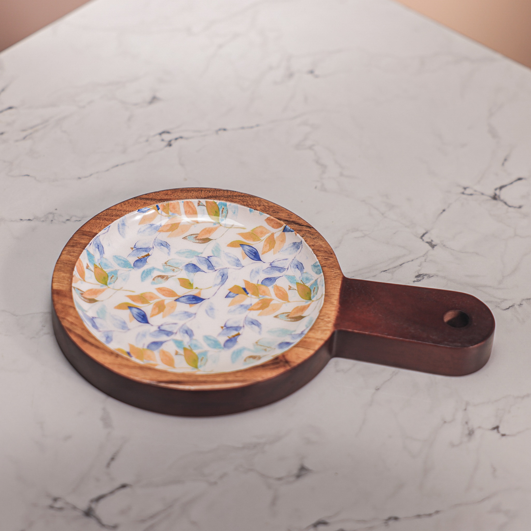 Ireka Home Leaf Me Alone Wooden Serving Board with Enamel