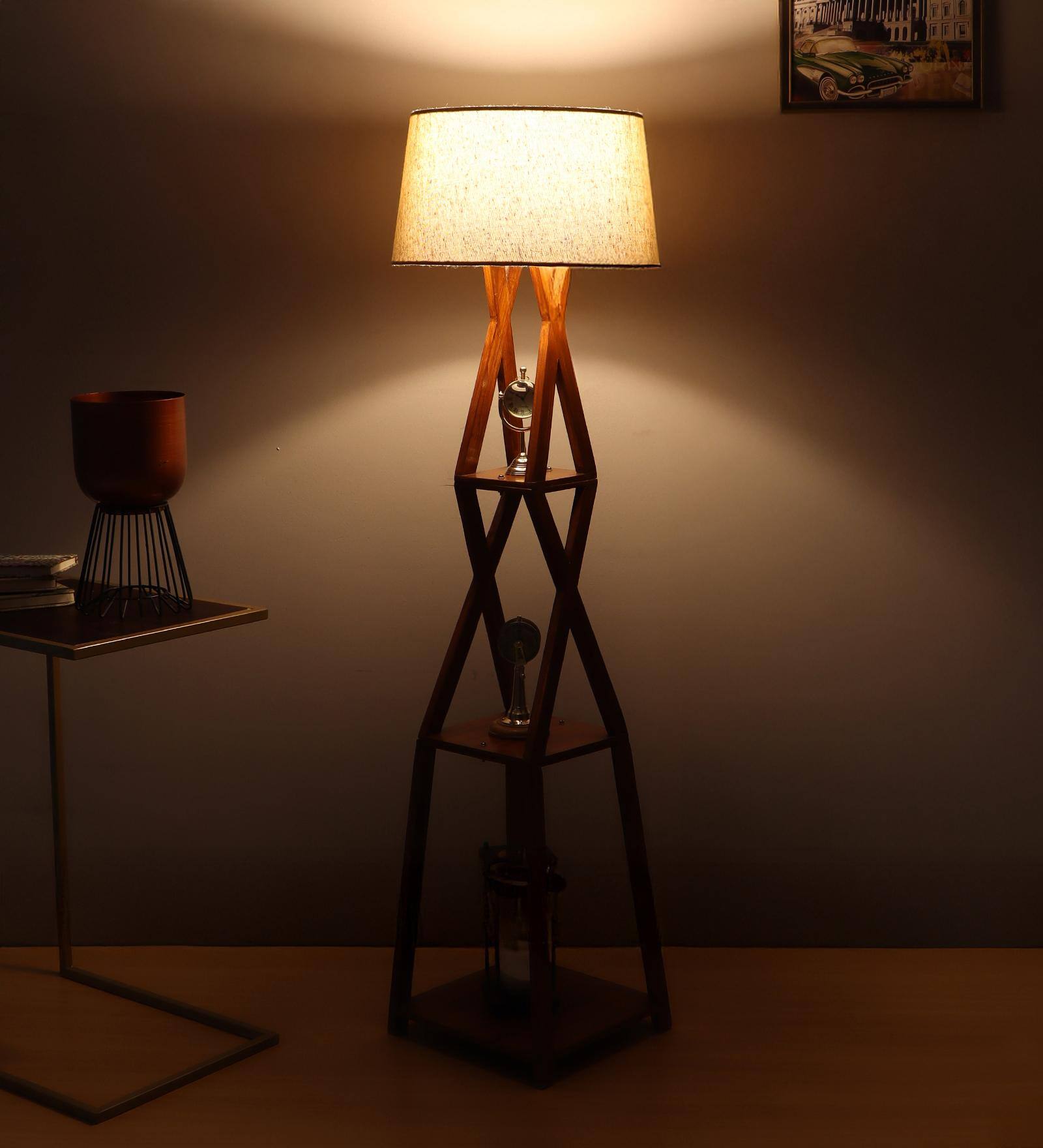 XX Shefl Floor Lamp in Beige Shade