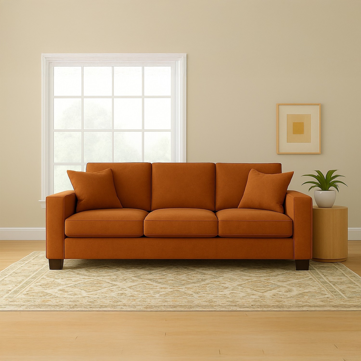 Lawson 3 Seater Sofa In Leatherette Brown Color