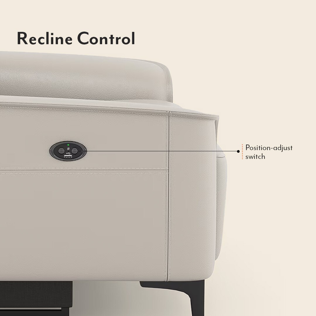 Molto Leather Recliner in Grey Colour