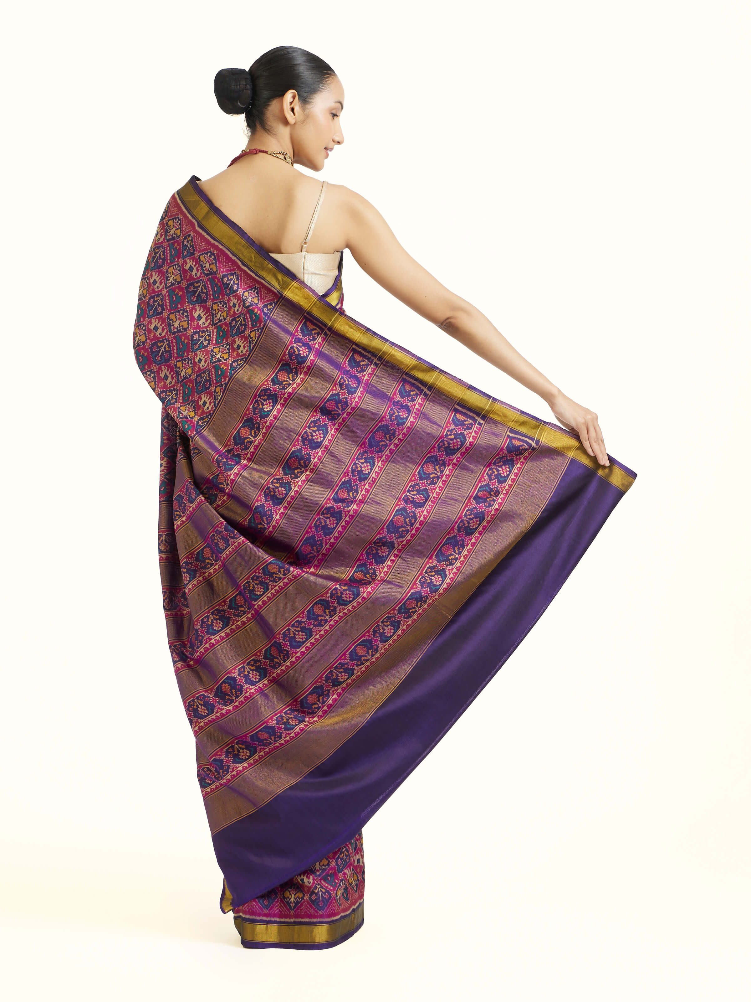 back view of rajkot micro patola saree