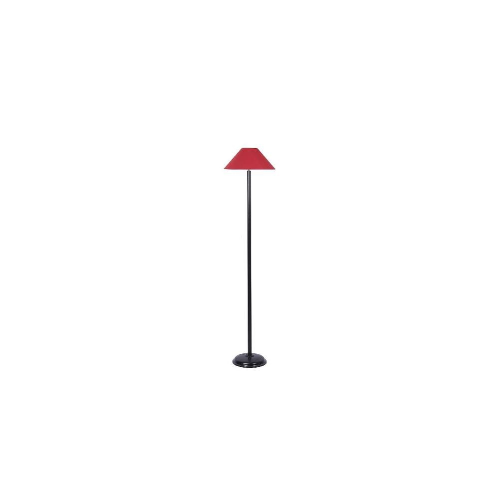 Hans Red Fabric Floor Lamp with Black Iron Base