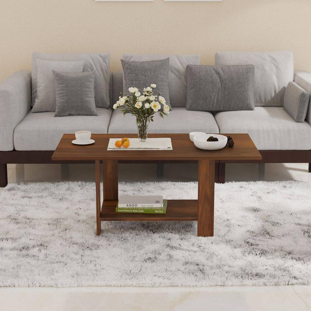 Osnale Engineered Wood Rectangular Shape Coffee Center Sofa Tea/Teapoy Console Table For Sofa Set Living Room Home Hall (Brown Maple)