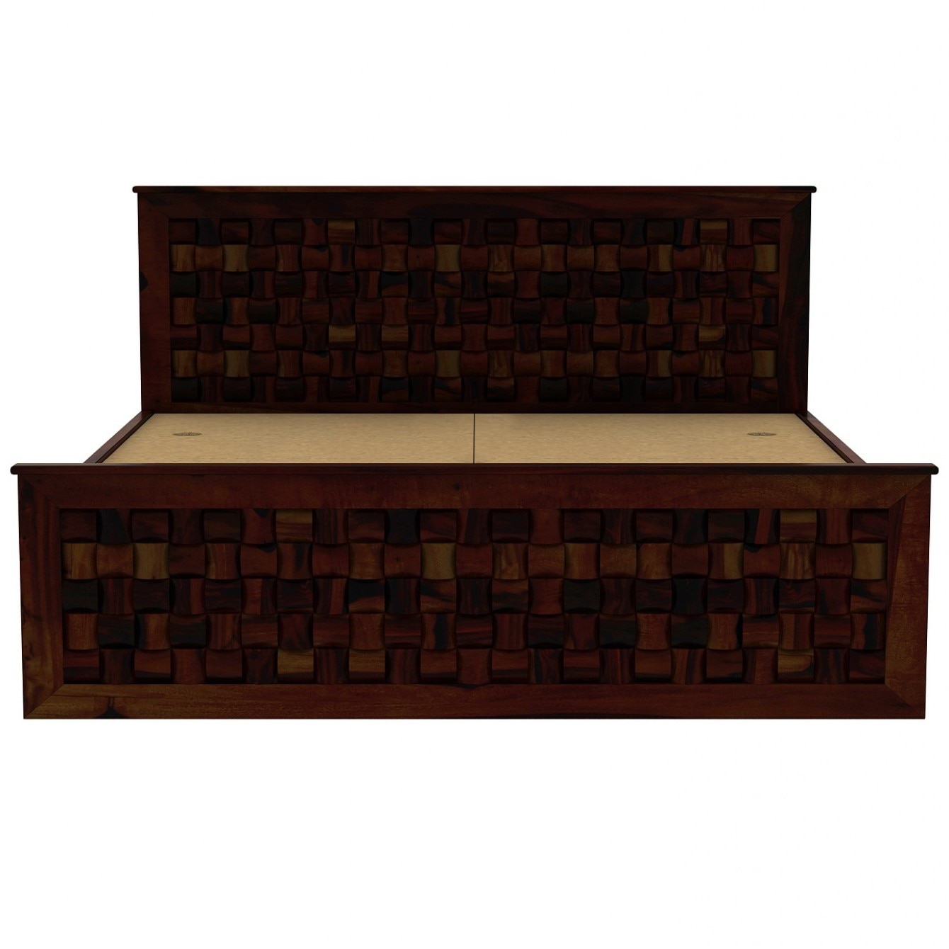 Moglis Solid Wood King  Size Bed With Box Storage Bed Walnut In Finish