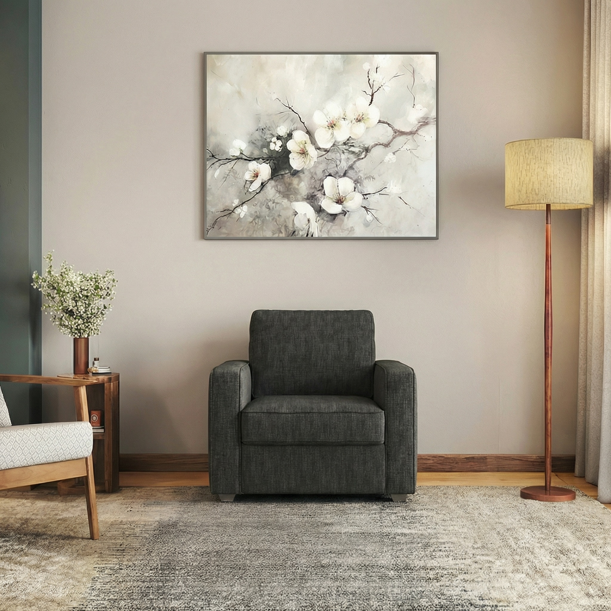 Apollo High Back 1 Seater  Fabric Sofa In Graphite Grey Colour