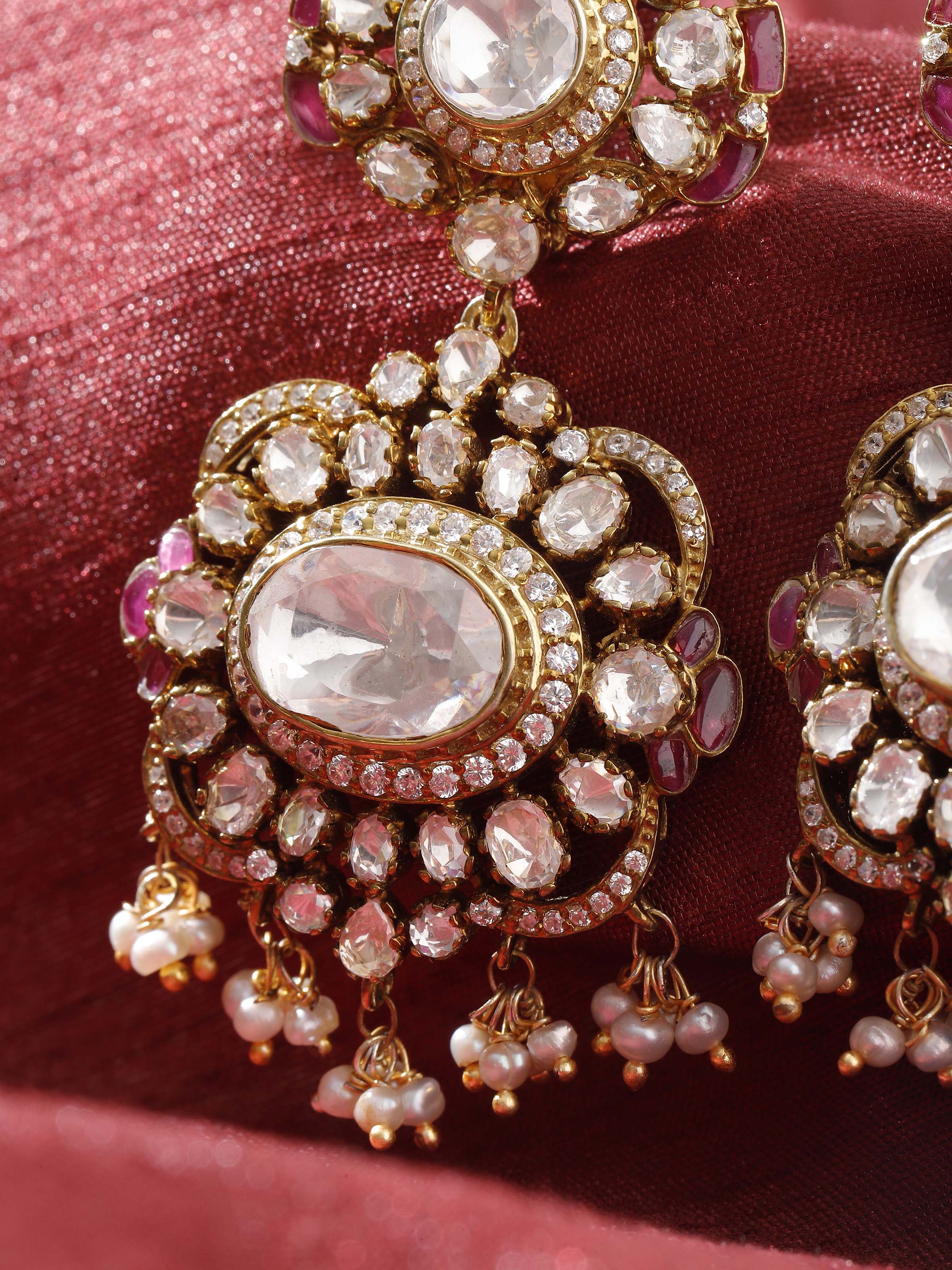 Detail shot of silver smithing drop earrings