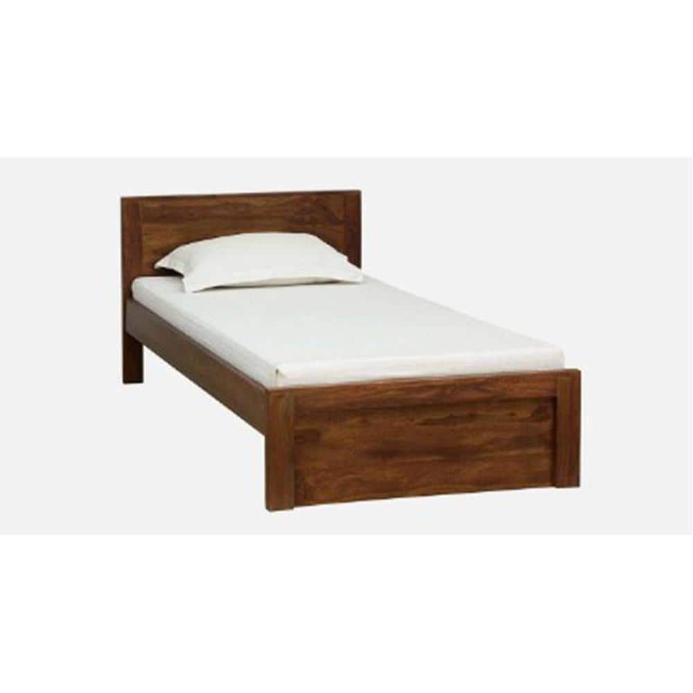 Monaco Solid Wood Single Size Non Storage Bed In Provincial Teak Finish
