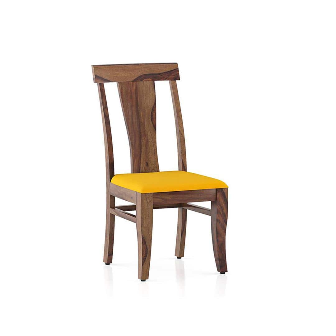Arabia-Fabio 6 Seater Dining Table With Set Of 6 Chairs (Colour- Matty Yellow, Finish- Teak)
