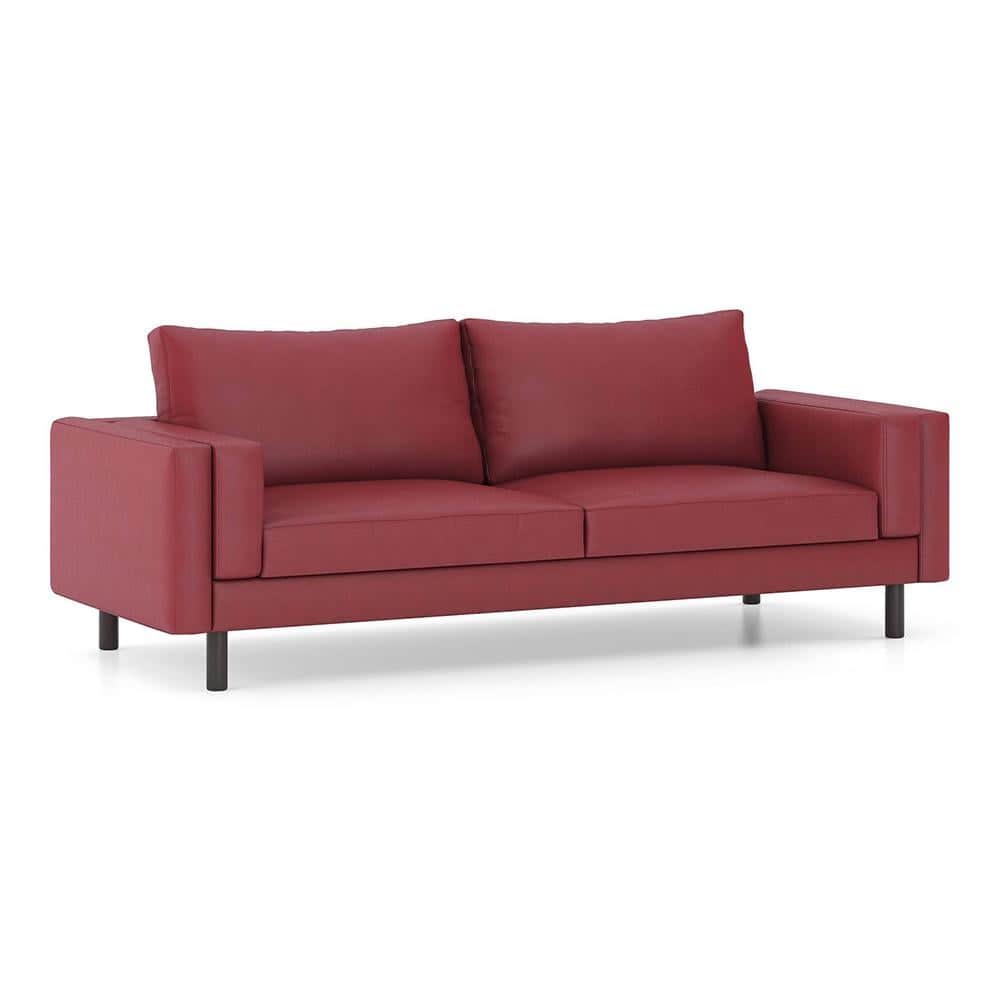 Nolan 3 Seater Leatherette Sofa (Burgundy)