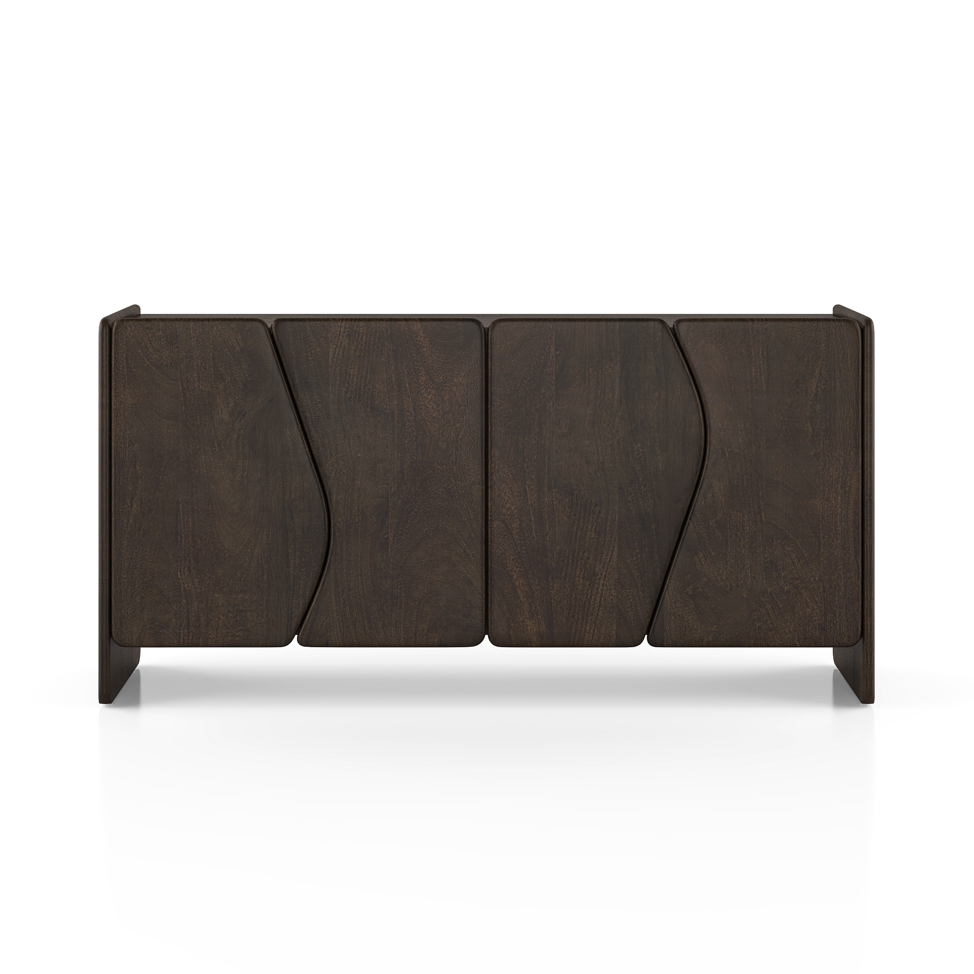 Koro Solid Wood Sideboard In Dark Chestnut Finish