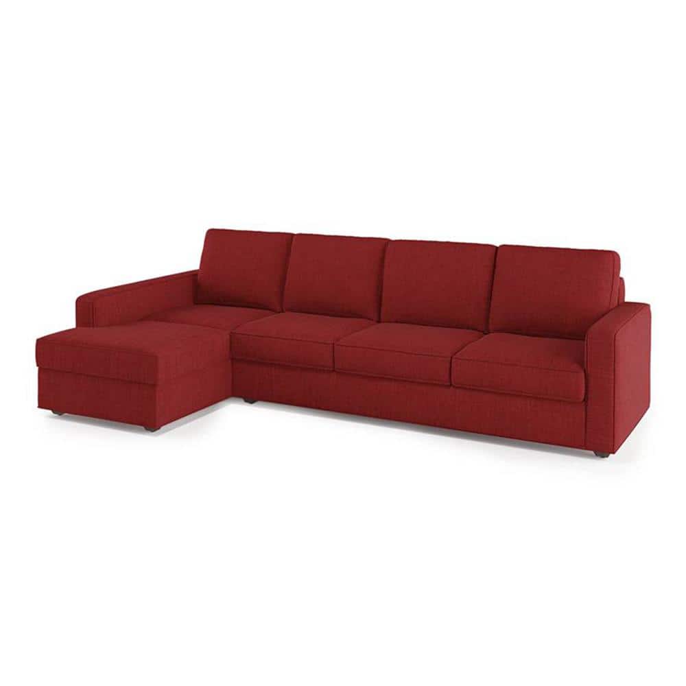 Apollo Compact Fabric Sectional Compact Sofa (Colour : Salsa Red, Cushion : Soft, Back Type : Regular, Seating Capacity : Left Aligned 3 Seater + Left Aligned Chaise)