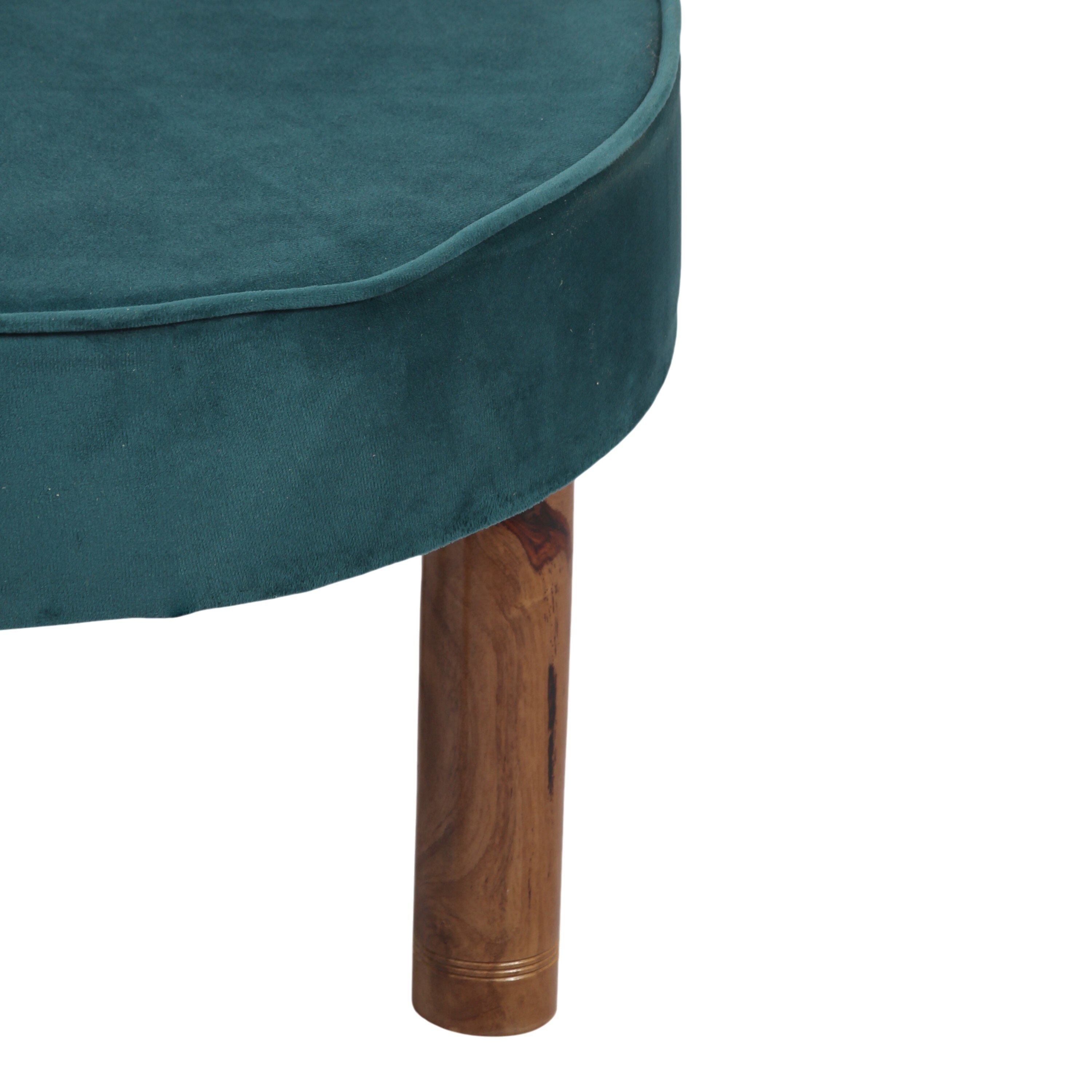 Sandford Solid Wood Ottoman in Turquoise Sea Velvet